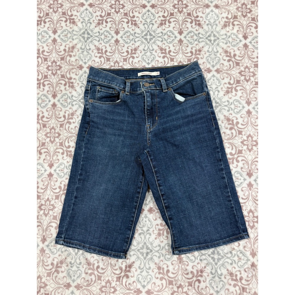 Levis Bermuda Shorts Womens 25 Dark Wash Denim Slim Fit Stretch 29969-0031